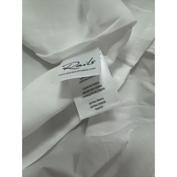 Rails Ivy Tiered Shirt Dress White Drawstring Waist Split Neck Cotton Lined | XS - Picture 10 of 11